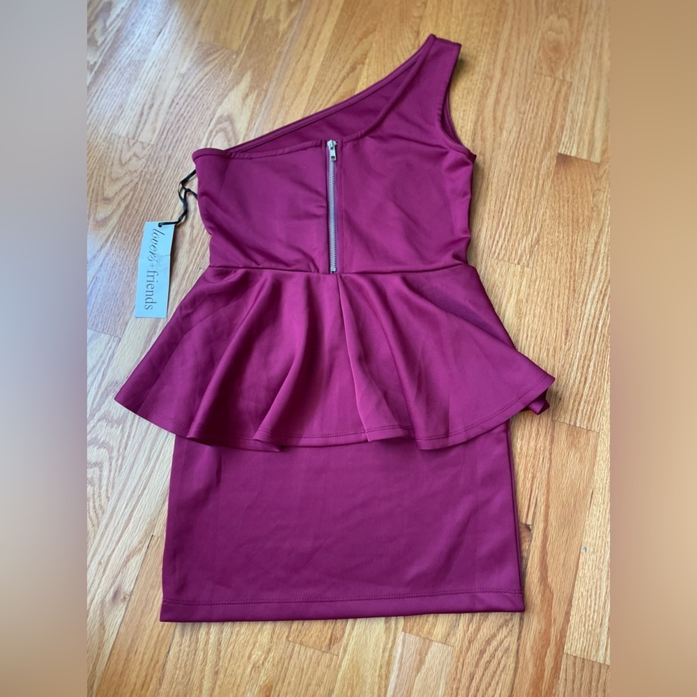 NWT! Lovers + Friends Peplum One Shoulder Bodycon Sheath Dress - Picture 4 of 10
